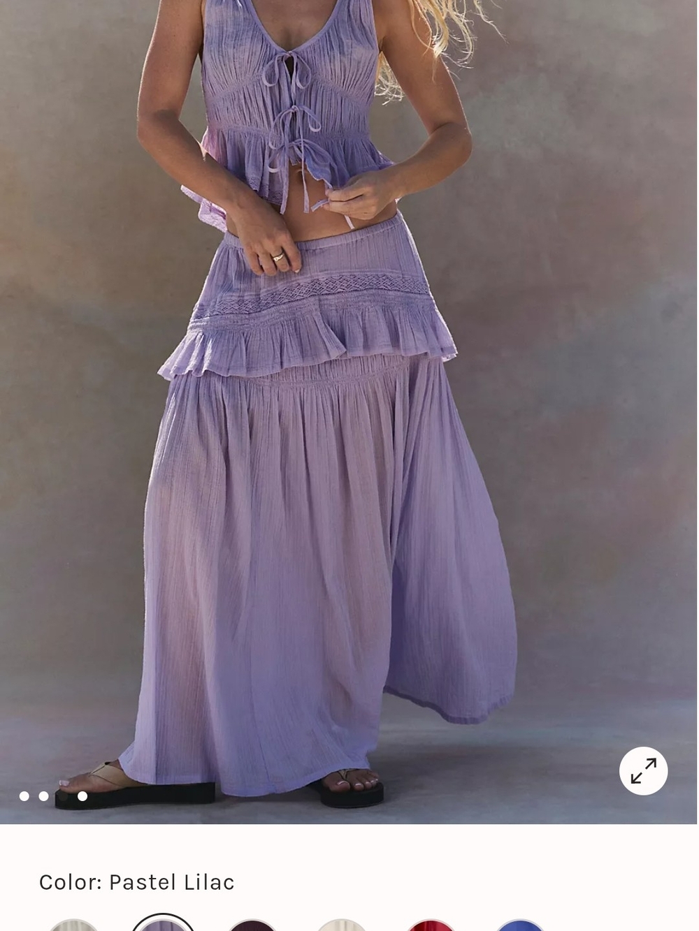 Pastel Lilac Tiered Maxi Skirt - Women's Lilac Skirt And Top 2 Piece Set